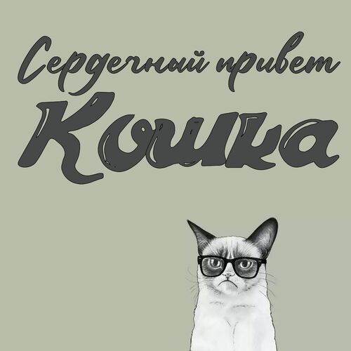 Открытка Кошка Сердечный привет